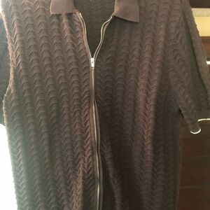 NN. 07 Zip-Front Polo Sweater - Dark Brown all cotton